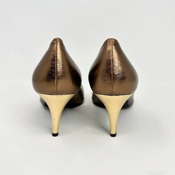J. Renee Adena Women’s Metalic Gold Stiletto Pumps - Picture 6 of 13